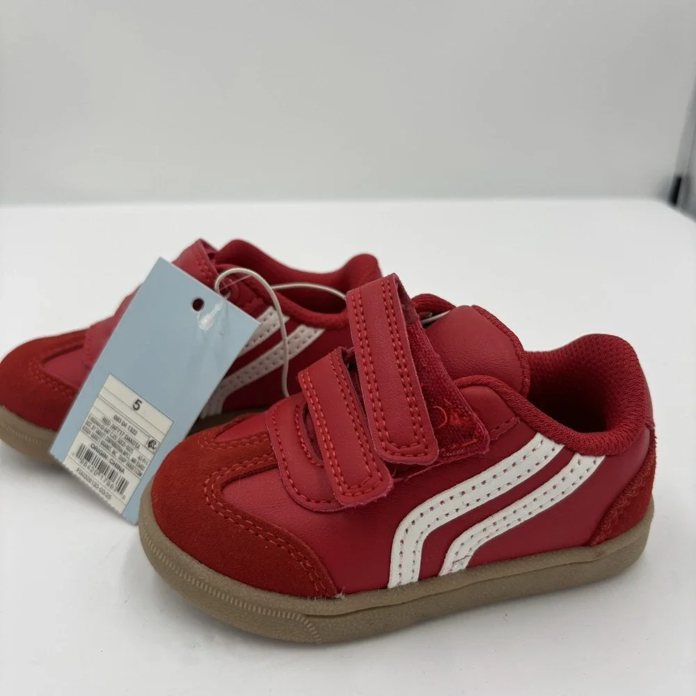 NWT Boys Size 5 Red Cat & Jack Toddler Dakota Retro Hook and Loop Court Sneakers